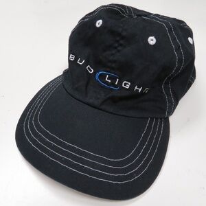 Bud Light Black Hat Cap Adjustable Dad Beer Alcohol Advertising Spellout Logo‎